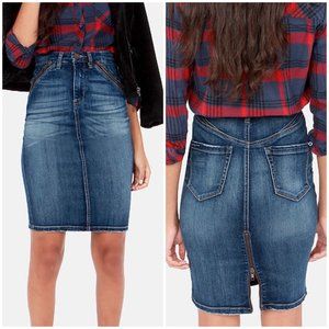 BLANKNYC Rebel Denim Zipper Pencil Denim Skirt 24